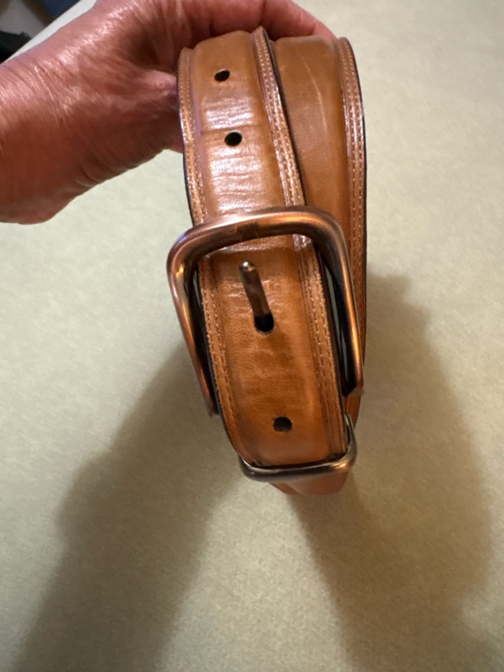 Dockers Men’s Tan Classic Leather Dress Belt Brushed Metal Buckle #11DO0237